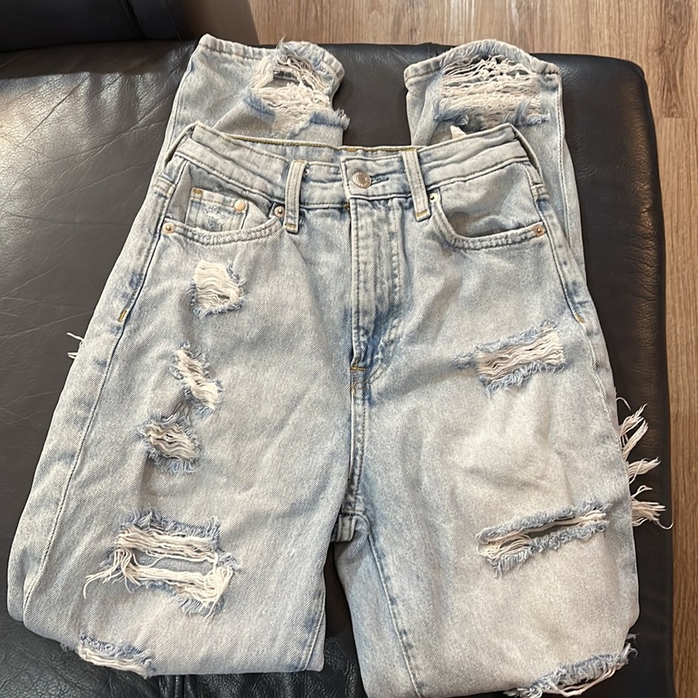 EUC H&M high waist distressed jeans